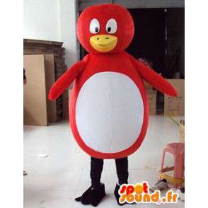 Mascote pingüim vermelho e branco estilo de pato / ave  - MASFR00731 - aves mascote