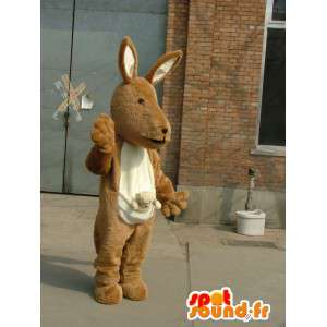 Beige en wit kangoeroe mascotte voor event vieringen - MASFR00740 - Kangaroo mascottes
