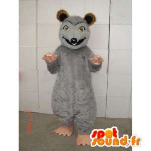 Mascot ratón gris con marrón del color y de la felpa de color beige - MASFR00741 - Mascota del ratón