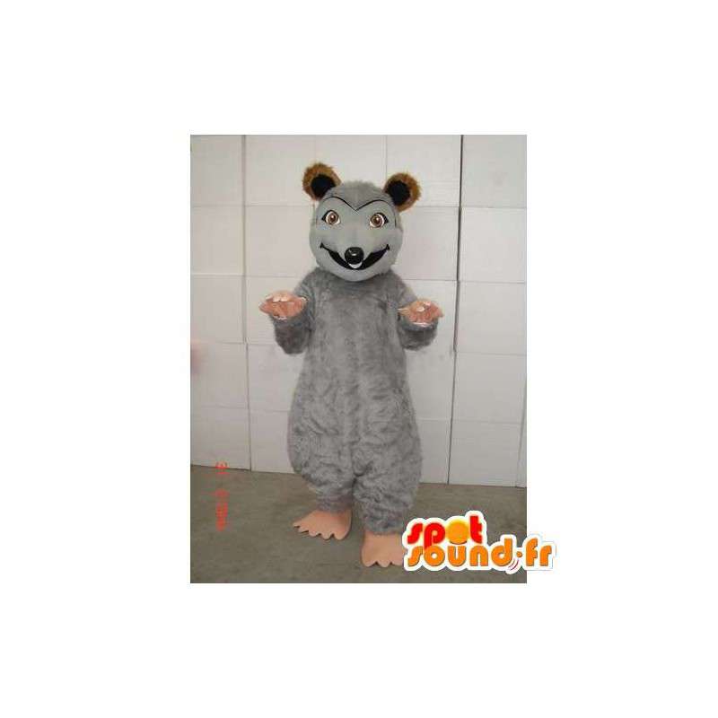Grå mus maskot med brunt og beige farge plysj - MASFR00741 - mus Mascot
