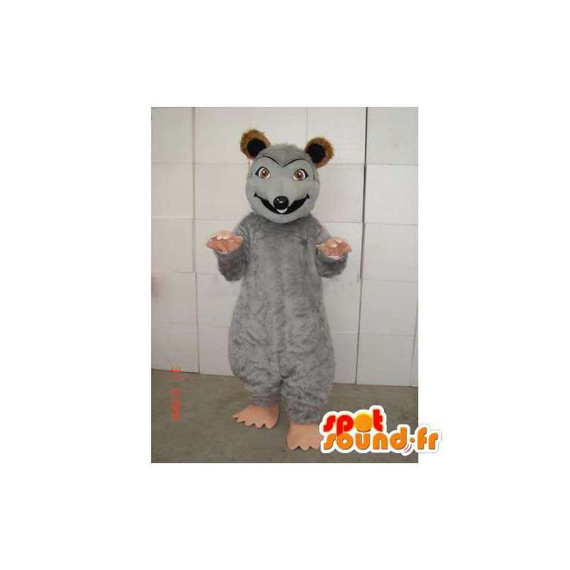 Mascot colore grigio topo con peluche marrone e beige - MASFR00741 - Mascotte del mouse