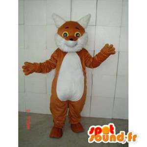 Brown and white cat mascot with all accessories - MASFR00742 - Cat mascots