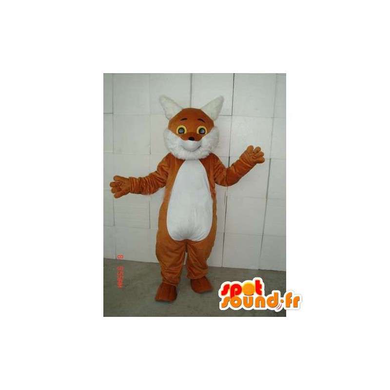 Brown and white cat mascot with all accessories - MASFR00742 - Cat mascots