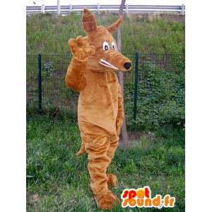 Fabric style fox Vlk maskot plyšový hnědý - MASFR00743 - vlk Maskoti