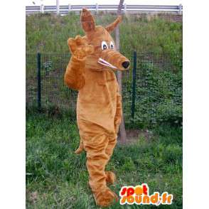 Fabric style fox Vlk maskot plyšový hnědý - MASFR00743 - vlk Maskoti