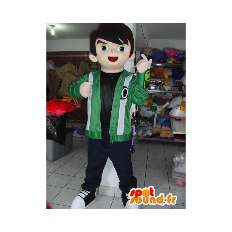 Bear mascot boy with green jacket and embroidery  - MASFR00744 - Mascots boys and girls