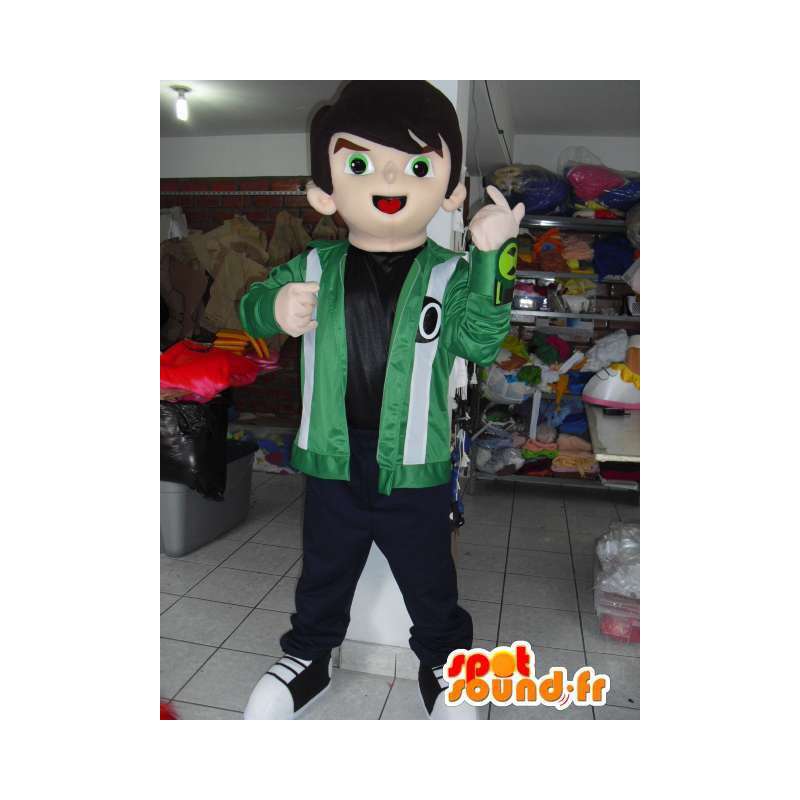 Mascote de menino supporter com jaqueta verde e bordado - Meninos e meninas mascotes - MASFR00744 - SpotSound.fr