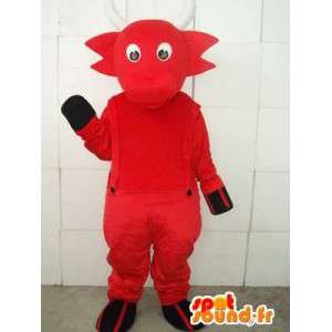 Mascot diabo vermelho ibex com chifres e macacões brancos - MASFR00750 - Mascotes e Cabras Goats