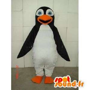 Mascot traje de pingüino y el mar blanco y negro - MASFR00752 - Mascotas de pingüino