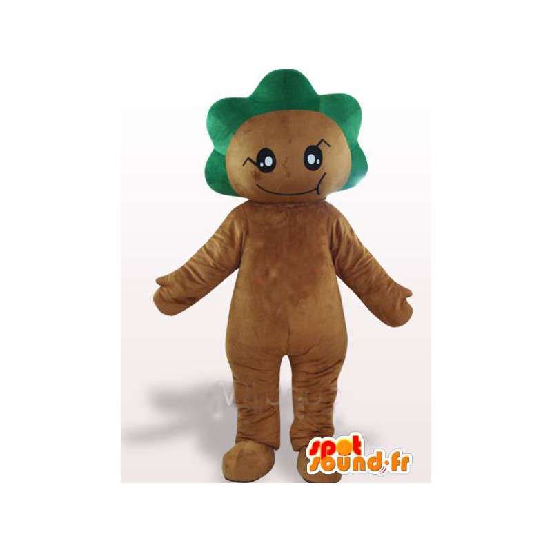 Floresta Mascot com crista de folhas verdes - Traje festiva - MASFR00753 - Forest Animals