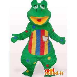 Mascotte de grenouille verte colorée et rayée - Personnalisable - MASFR00754 - Mascottes Grenouille