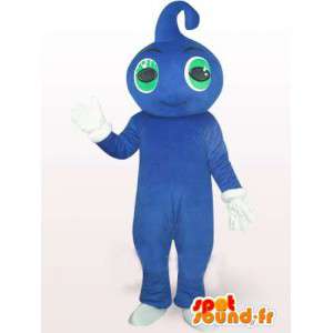 Gota mascote da água azul com olhos verdes e luvas brancas - MASFR00758 - Mascotes não classificados