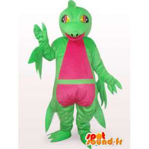 Komplexe Maskottchen grün und rosa Leguan - Dinosaurier-Kostüm - MASFR00762 - Maskottchen-Dinosaurier