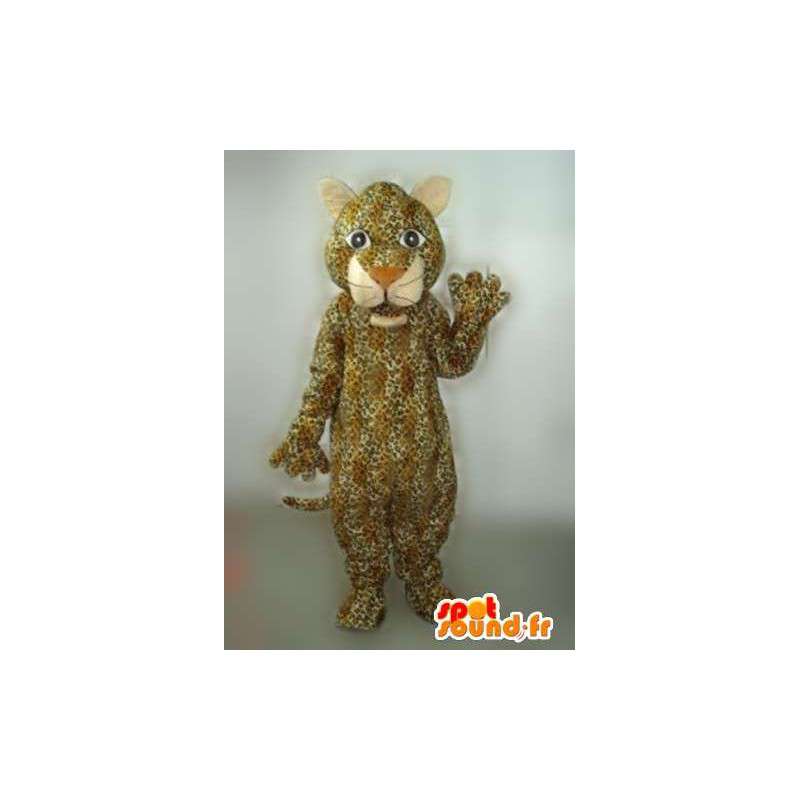 Mascotte de panthère rayée beige et marron avec tâche jaguar - MASFR00763 - Mascottes Tigre