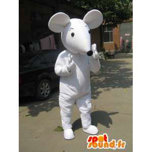 Mikke Mus maskot hvit stil med hansker og sko - MASFR00764 - mus Mascot