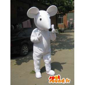 Mascotte de souris blanche style Mickey avec gants et chaussures - MASFR00764 - Mascotte de souris