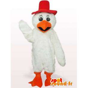 Mascotte de coq de basse-court en plumes rouge et orange - MASFR00766 - Mascotte de Poules - Coqs - Poulets