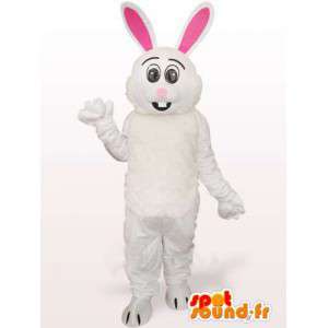 Branco e rosa mascote coelho - orelhas grandes Suit - MASFR00767 - coelhos mascote