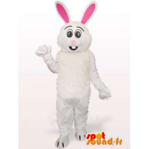 Wit en roze bunny mascotte - Suit grote oren - MASFR00767 - Mascot konijnen