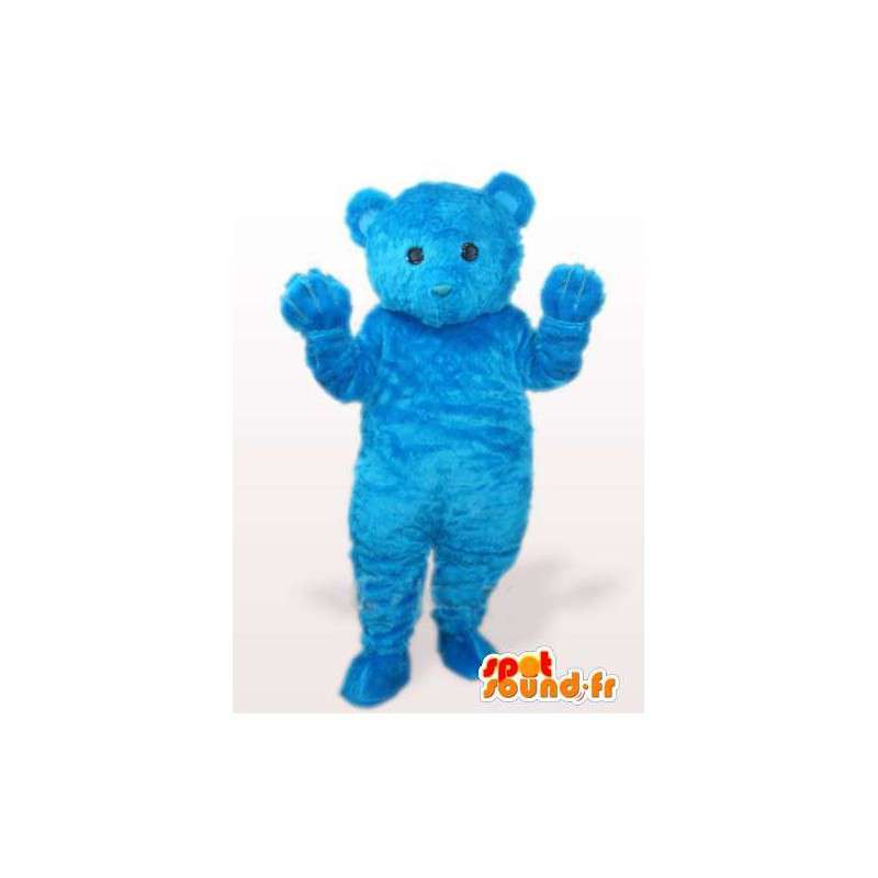Blue teddy bear mascot while soft cotton fiber - MASFR00769 - Bear mascot