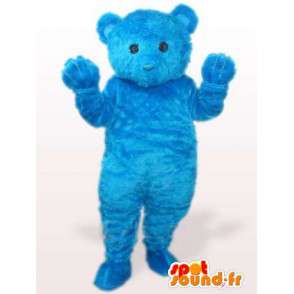 Blue teddy bear mascot while soft cotton fiber - MASFR00769 - Bear mascot