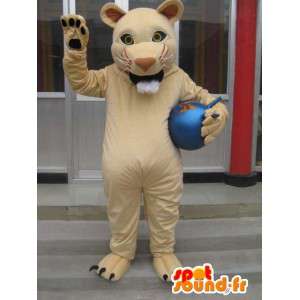 Mascot beige tiger stil løve af savannen - Kostume skadedyr -