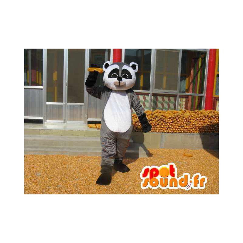 Raccoon Maskottchen grau schwarz und weiß - Kostüm Säugetier - MASFR00779 - Maskottchen von pups
