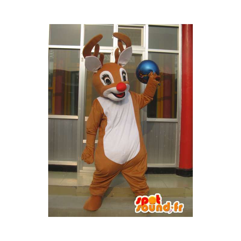 Mascot herten bos met rode neus - Costume petit Nicolas - MASFR00780 - Stag and Doe Mascottes