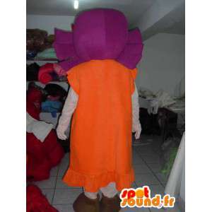Mascotte fille de la campagne avec tissu en robe - Cheveux violets - MASFR00781 - Mascottes Garçons et Filles