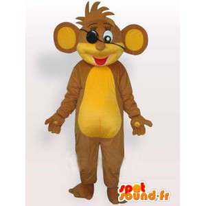 Mascot beige en gele piraat eekhoorn met haar in wanorde - MASFR00782 - mascottes Squirrel