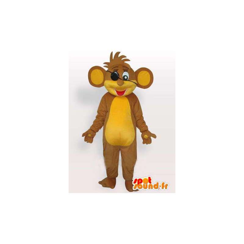 Mascotte d'écureuil pirate beige et jaune avec cheveux en pagaille - MASFR00782 - Mascottes Ecureuil