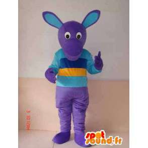 Carácter de la mascota con la camisa multicolor púrpura - MASFR00785 - Mascotas sin clasificar