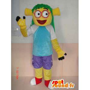 Mascot med gule troll kostymer og klær - tegneserie stil - MASFR00787 - Maskoter en Sesame Street Elmo