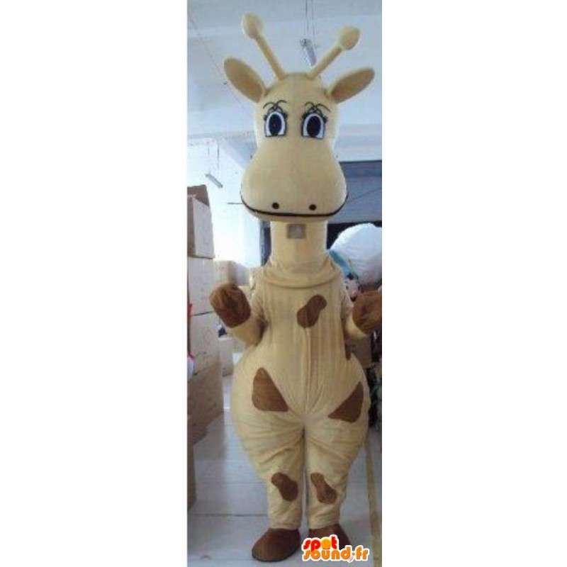 Giraff maskot beige och brun speciell savann och Afrika -