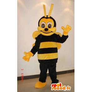 Maskot gul og brun bie med antenne - Beekeeping - MASFR00792 - Bee Mascot