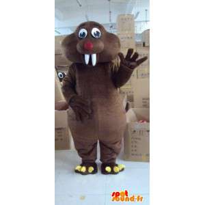Animais mascote do castor gigante marrom escuro com dentes brancos - MASFR00796 - Mascotes animais