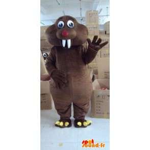 Animais mascote do castor gigante marrom escuro com dentes brancos - MASFR00796 - Mascotes animais