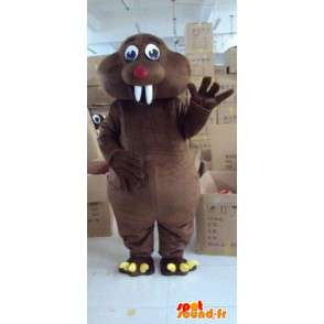 Giant Beaver mascot animal dark brown with white teeth - MASFR00796 - Animal mascots