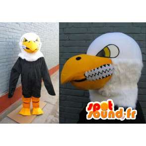 Mascot águia amarelo clássico, preto e assassino sorriso branco - MASFR00226 - aves mascote