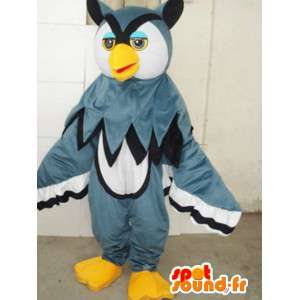 Gray owl mascot majestic and colorful - Plush Grey and yellow - MASFR00330 - Mascot of birds