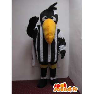 Pelican mascotte strisce bianche e nere - Disguise arbitro Uccello - MASFR00243 - Mascotte degli uccelli