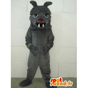 Bulldog hundmaskot - Klassisk grå houndstooth-kostym -
