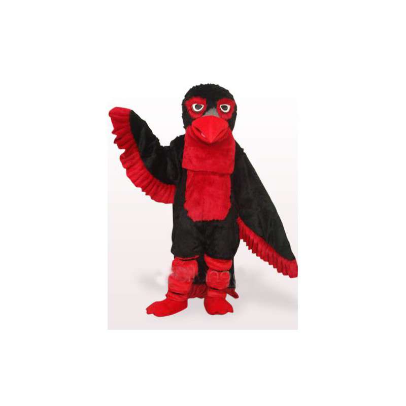 Rød og sort ørn maskot kostume og apache stil fjer - Spotsound