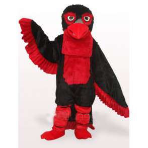 Costume de mascotte aigle rouge et noir et plumes style apache - MASFR00770 - Mascotte d'oiseaux