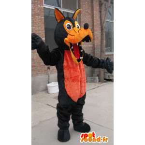 茶色とオレンジ色のオオカミのマスコットぬいぐるみ-狼男の衣装-MASFR00325-オオカミのマスコット