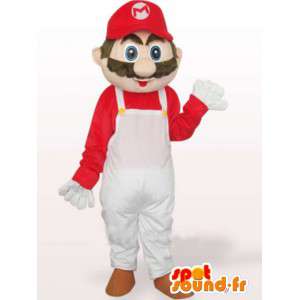 Maskot hvid og rød Mario - berømt blikkenslager kostume