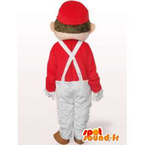 Maskot hvid og rød Mario - berømt blikkenslager kostume -
