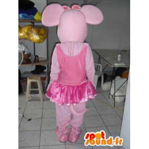 Mascotte del maiale con la danza tutu rosa come accessorio - MASFR00802 - Maiale mascotte