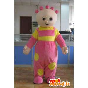 Mascot baby girl with her pink and yellow tunic festive - MASFR00810 - Mascots baby