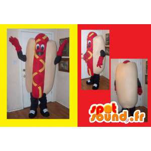 Mascotte de Sandwich Hot-Dog – Chien chaud avec accessoires - MASFR001020 - Mascottes de chien